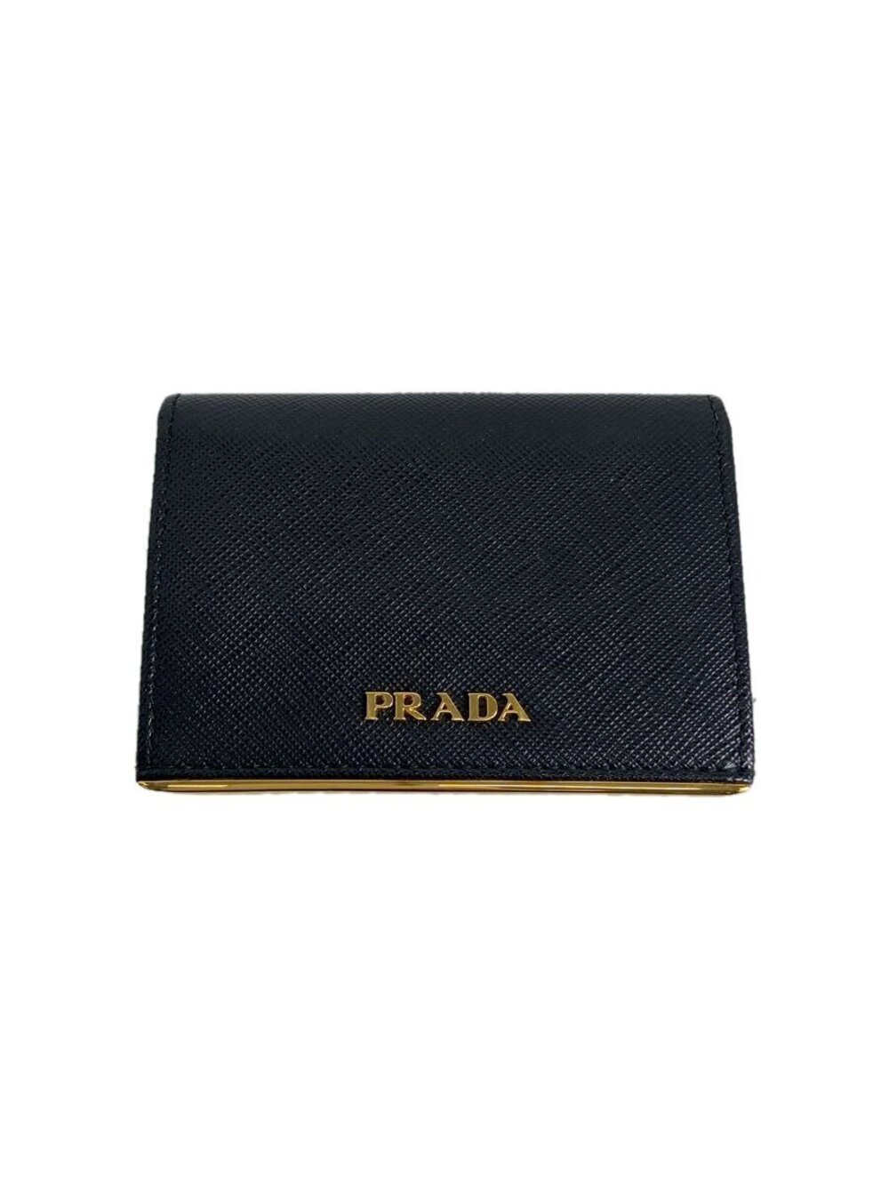 Prada Card Case Wallet Leather Black